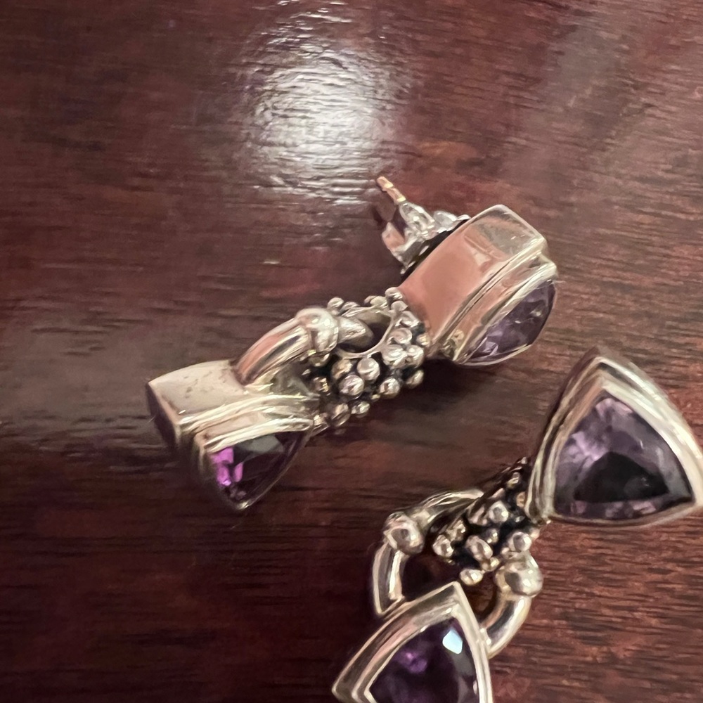 michael dawkins sterling Silver amethyst Earrings - Picture 8 of 10